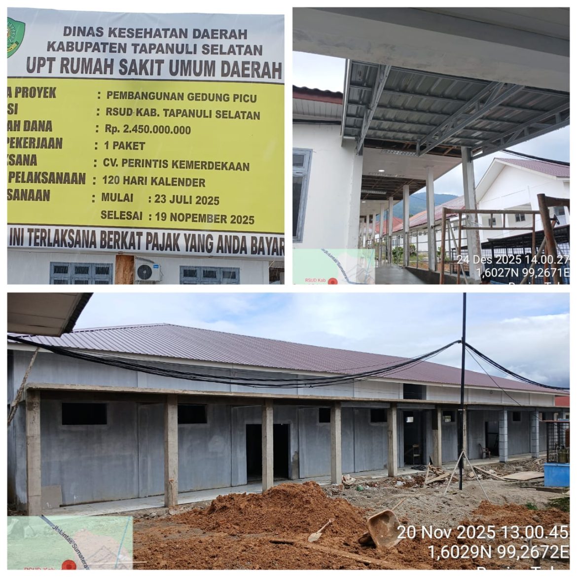 Rampas Setia 08 Tapsel : Finishing Pembangunan Gedung Picu 2,4 M RSUD Sipirok Tidak Ada Kaitan dengan Dampak Bencana Terapkan Adendum !!