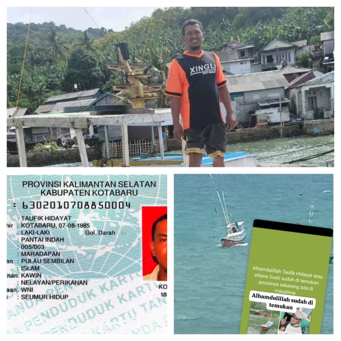 Nelayan Kotabaru yang Hilang di Laut Selama Dua Hari Ditemukan Selamat