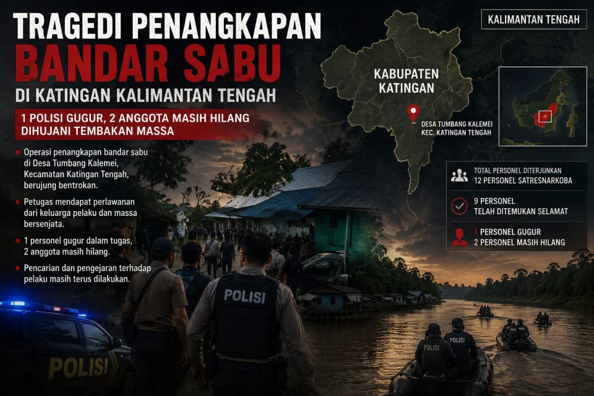 Tragedi Penangkapan Bandar Sabu di Katingan Kalimantan Tengah: 1 Polisi Gugur, 2 Anggota Masih Hilang Dihujani Tembakan Massa