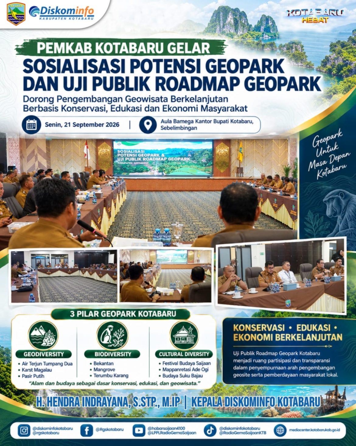 Pemkab Kotabaru Gelar Sosialisasi Potensi Geopark dan Uji Publik Roadmap Geopark